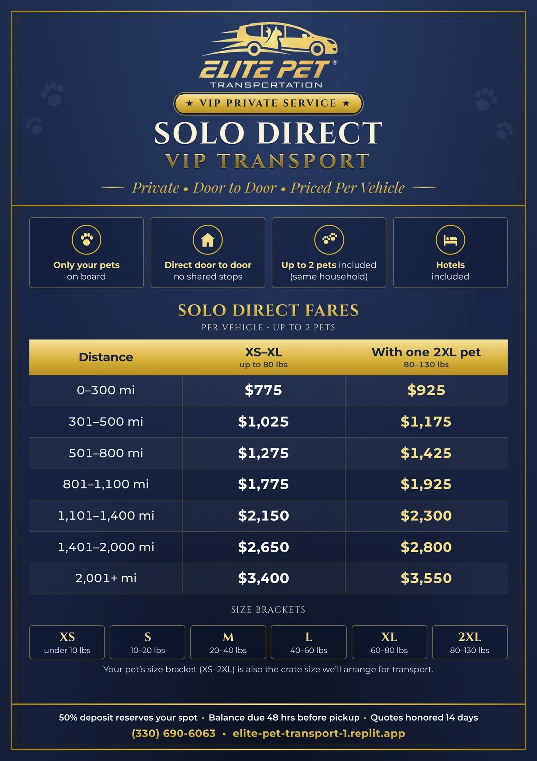 Solo Direct VIP pricing flyer
